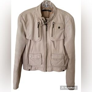 AnnaRita N genuinely leather Moto jacket in cream color, gently used siz…